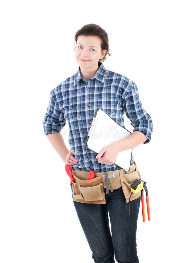 Vrouw die huisreparaties uitvoert royalty-vrije stock foto