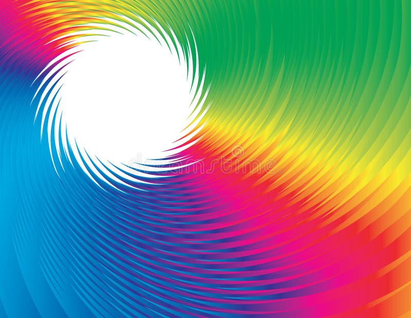 Colors of the rainbow swirl in a vortex in an abstract background illustration with some space for text. Colors of the rainbow swirl in a vortex in an abstract background illustration with some space for text.