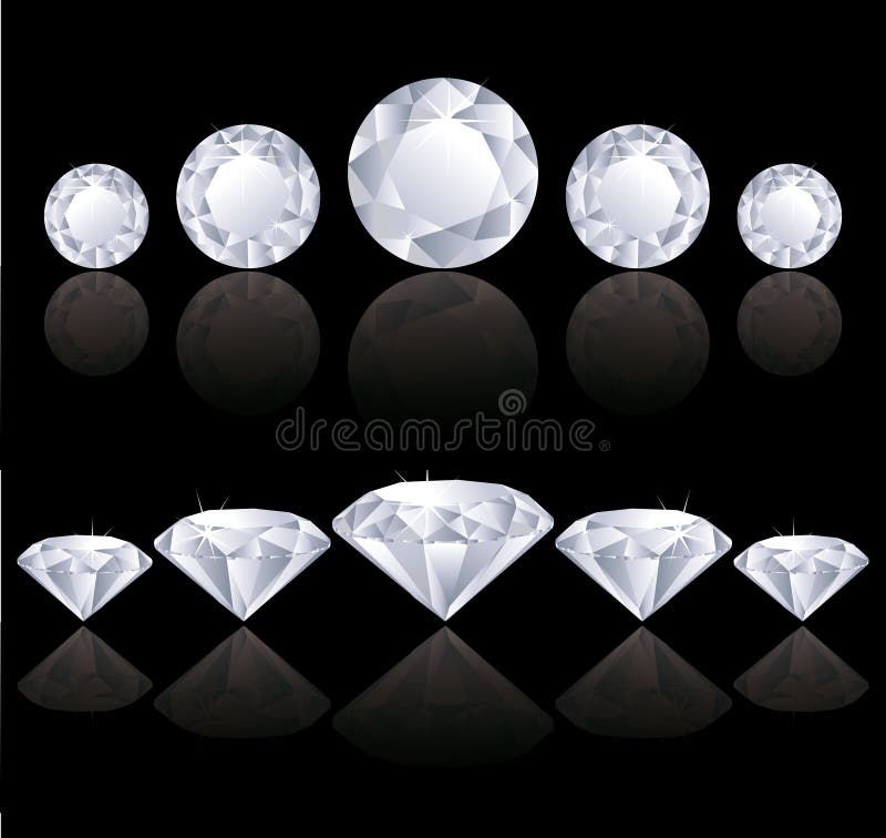 Diamonds rows with reflection. illustration. Diamonds rows with reflection. illustration.