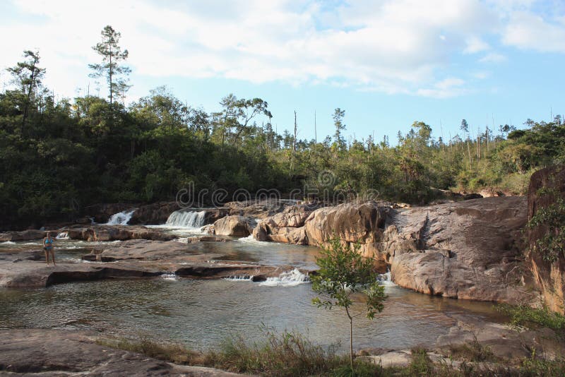 Macal River watervallen, Belize stock afbeeldingen