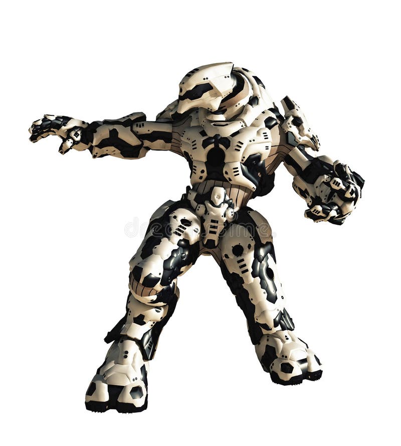 Sciencefiction Gevechtsrobot stock illustratie