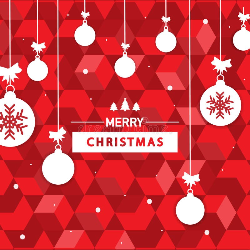 De Rode achtergrond van ontwerpkerstmis met Kerstmisballen met Vrolijk Kerstmiskarakter vector illustratie De Rode achtergrond van ontwerpkerstmis met Kerstmisballen met Vrolijk Kerstmiskarakter vector illustratie