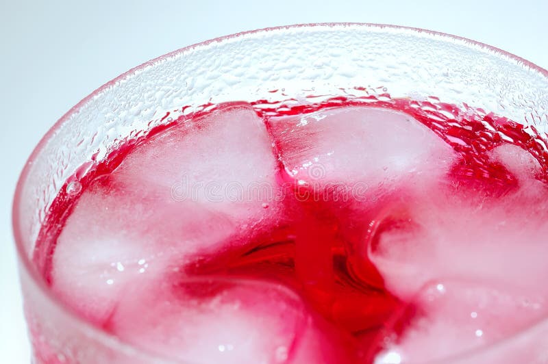 Red Soda Drinks with ice cube in the glass. Red Soda Drinks with ice cube in the glass
