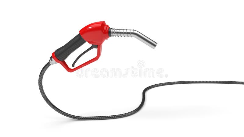 Red fuel nozzle illustration in 3d. isolated on white. Red fuel nozzle illustration in 3d. isolated on white