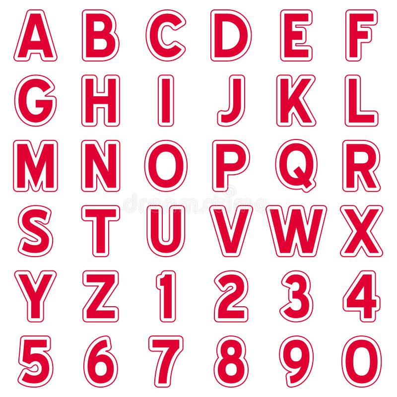 De rode Pictogrammen van de Stickers van het Alfabet