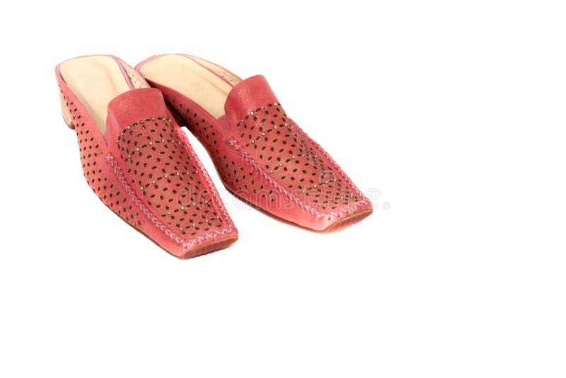 De rode Schoenen van de Vrouw die op Witte Achtergrond worden geïsoleerd royalty-vrije stock fotografie De rode Schoenen van de Vrouw die op Witte Achtergrond worden geïsoleerd royalty-vrije stock fotografie