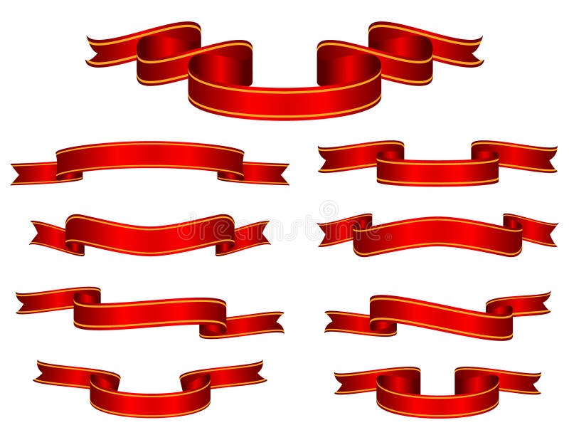 De rode Vastgestelde Vector van het Lint van de Banner vector illustratie De rode Vastgestelde Vector van het Lint van de Banner vector illustratie
