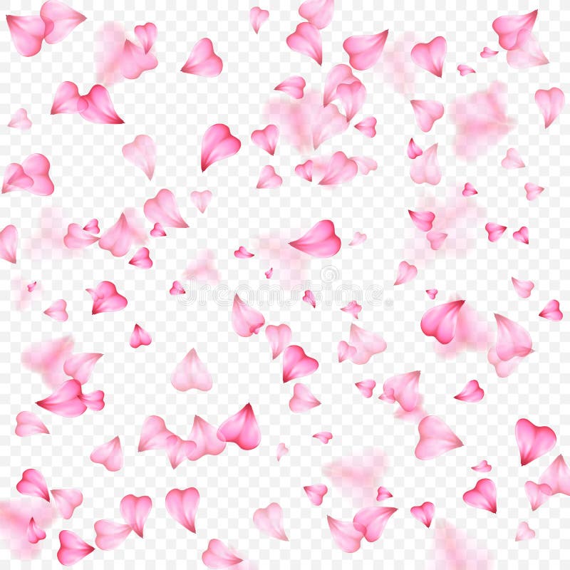 De romantische achtergrond van de valentijnskaartendag van het roze hartenbloemblaadjes vallen Realistisch bloembloemblaadje in v