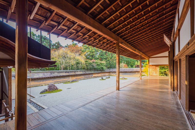 De Rotstuin van Zen in Ryoanji Temple stock fotografie De Rotstuin van Zen in Ryoanji Temple stock fotografie
