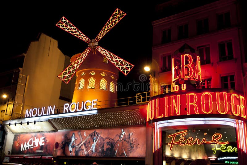 Moulin Rouge Montmartre Parijs Frankrijk stock afbeeldingen