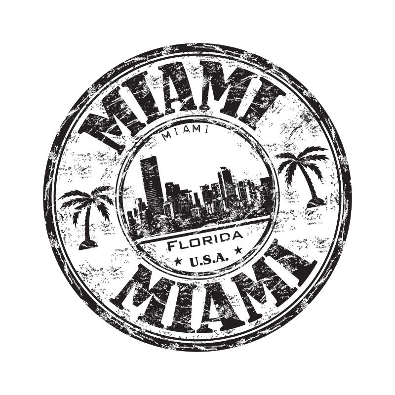 Miami grunge rubber stempel stock illustratie