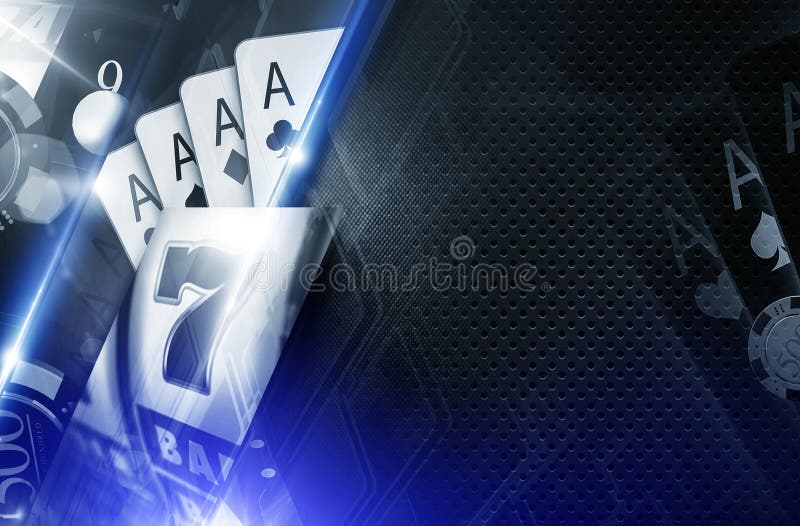 Casino Copy Space Background 3D Concept Illustration. Casino Games Backdrop in Glowing Blue Colors. Casino Copy Space Background 3D Concept Illustration. Casino Games Backdrop in Glowing Blue Colors.