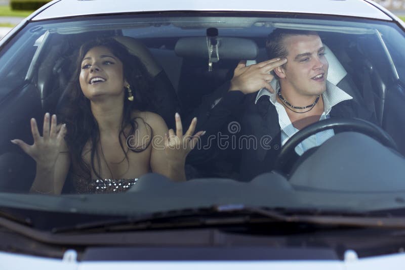 Ruzie in de auto royalty-vrije stock fotografie