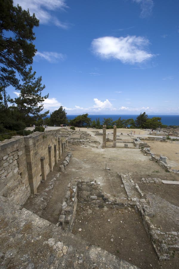De ruïnes van de oude stad Kameiros (Kamiros) Het eiland van Rhodos, Griekenland stock foto's De ruïnes van de oude stad Kameiros (Kamiros) Het eiland van Rhodos, Griekenland stock foto's