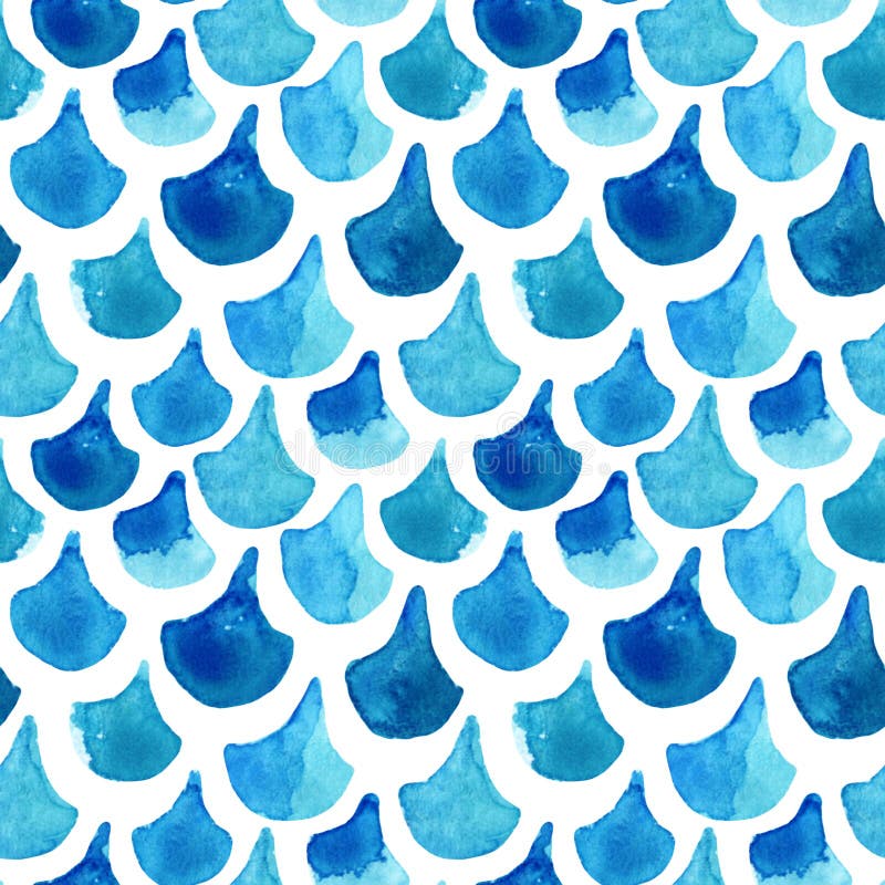 De schaal naadloos patroon van waterverf geweven vissen vector illustratie De schaal naadloos patroon van waterverf geweven vissen vector illustratie