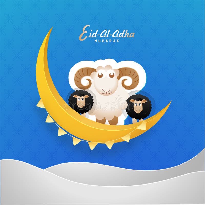 De schapen dierlijke illustratie van de stickerstijl op gouden toenemende maan vector illustratie De schapen dierlijke illustratie van de stickerstijl op gouden toenemende maan vector illustratie