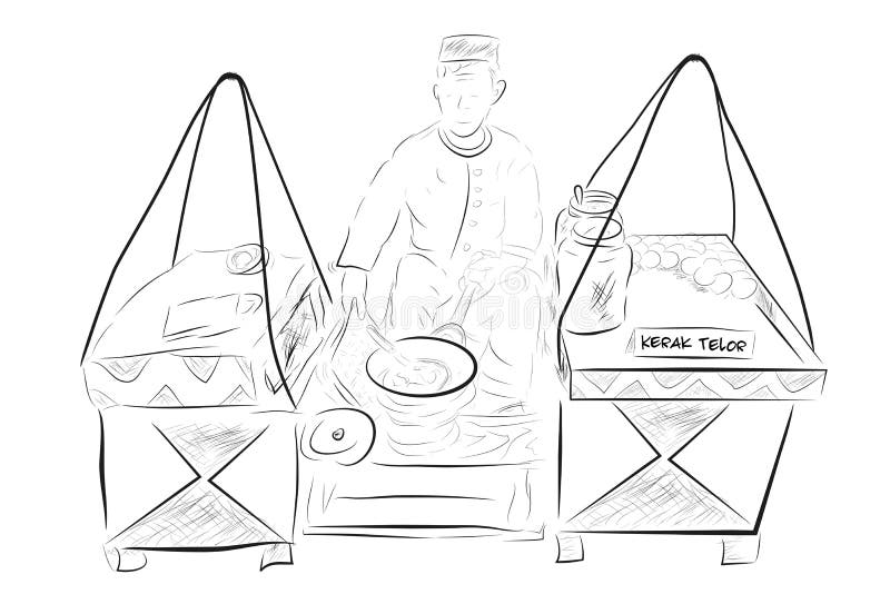 De schets van Jong Meisje koopt de Traditionele Kruiden/organische Drank van Jamu Indonesië van oude dame Verkoper stock illustratie De schets van Jong Meisje koopt de Traditionele Kruiden/organische Drank van Jamu Indonesië van oude dame Verkoper stock illustratie
