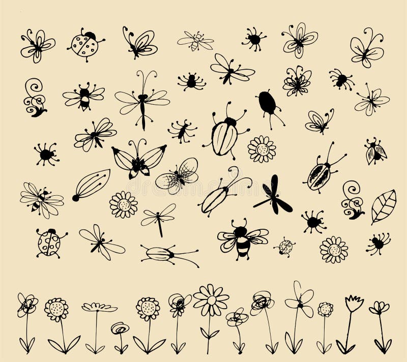 Insect sketch collection for your design, illustration. Insect sketch collection for your design, illustration