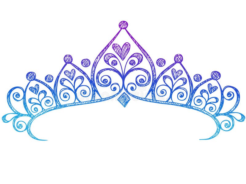 De schetsmatige Krabbels van het Notitieboekje van de Kroon van de Tiara van de Prinses vector illustratie De schetsmatige Krabbels van het Notitieboekje van de Kroon van de Tiara van de Prinses vector illustratie