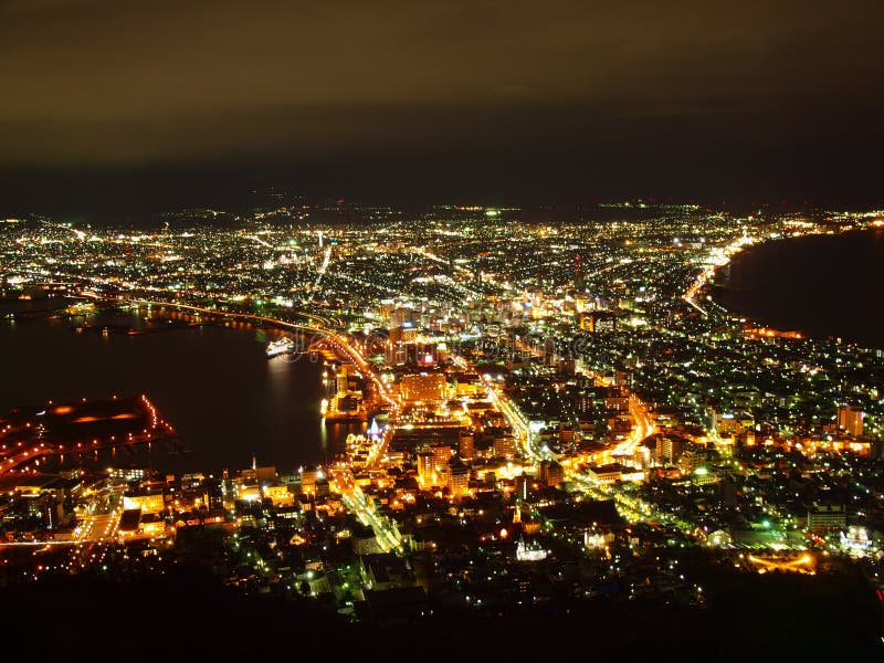 De Scène van de Nacht van Hakodate royalty-vrije stock afbeeldingen De Scène van de Nacht van Hakodate royalty-vrije stock afbeeldingen