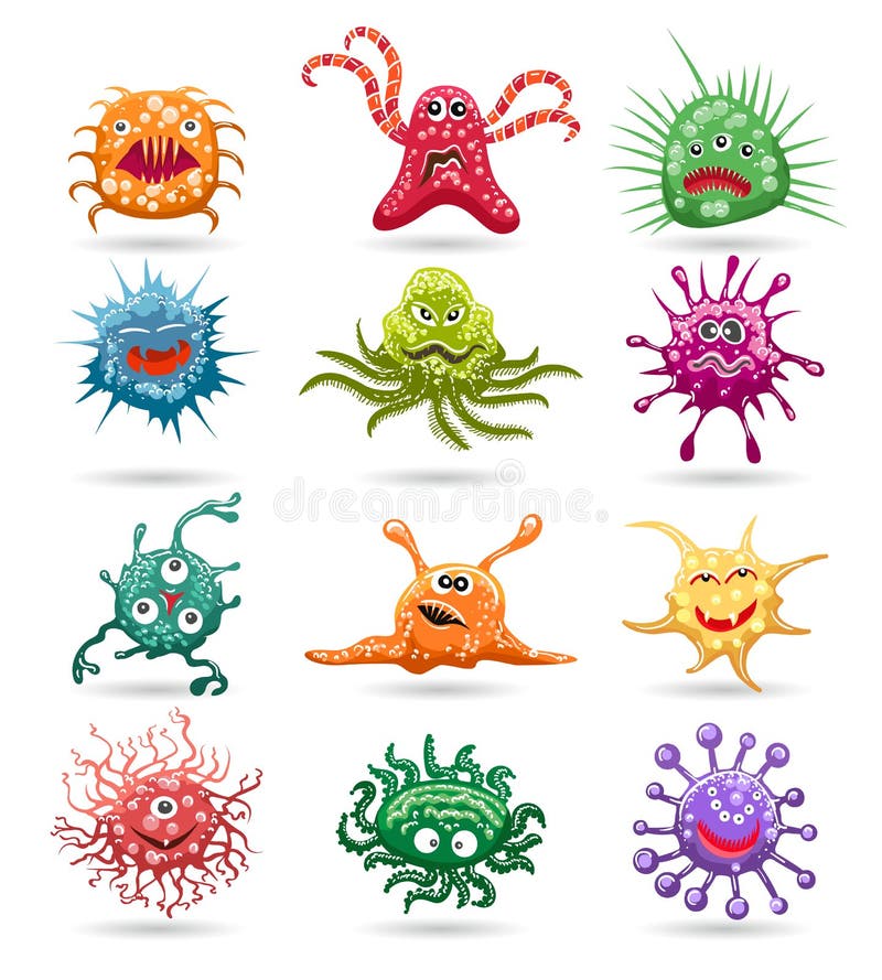 De set van tekens van het kiemenbeeldverhaal vector illustratie De set van tekens van het kiemenbeeldverhaal vector illustratie