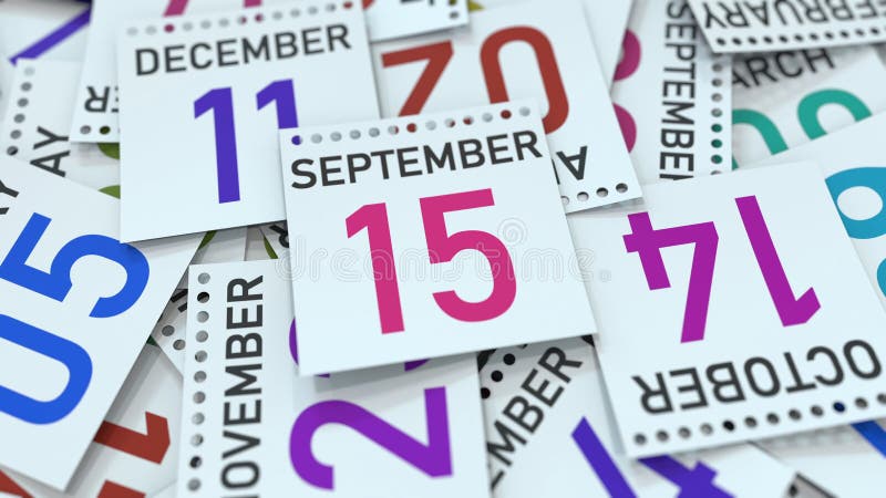 15 de setembro data na p?gina do calend?rio rendi??o 3d ilustração do vetor 15 de setembro data na p?gina do calend?rio rendi??o 3d ilustração do vetor