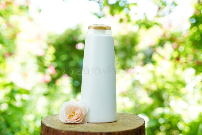 De shampoo of de het douchegel en bloem namen op houten natuurlijke achtergrond, exemplaarruimte toe Organische schoonheidsmiddel stock foto De shampoo of de het douchegel en bloem namen op houten natuurlijke achtergrond, exemplaarruimte toe Organische schoonheidsmiddel stock foto
