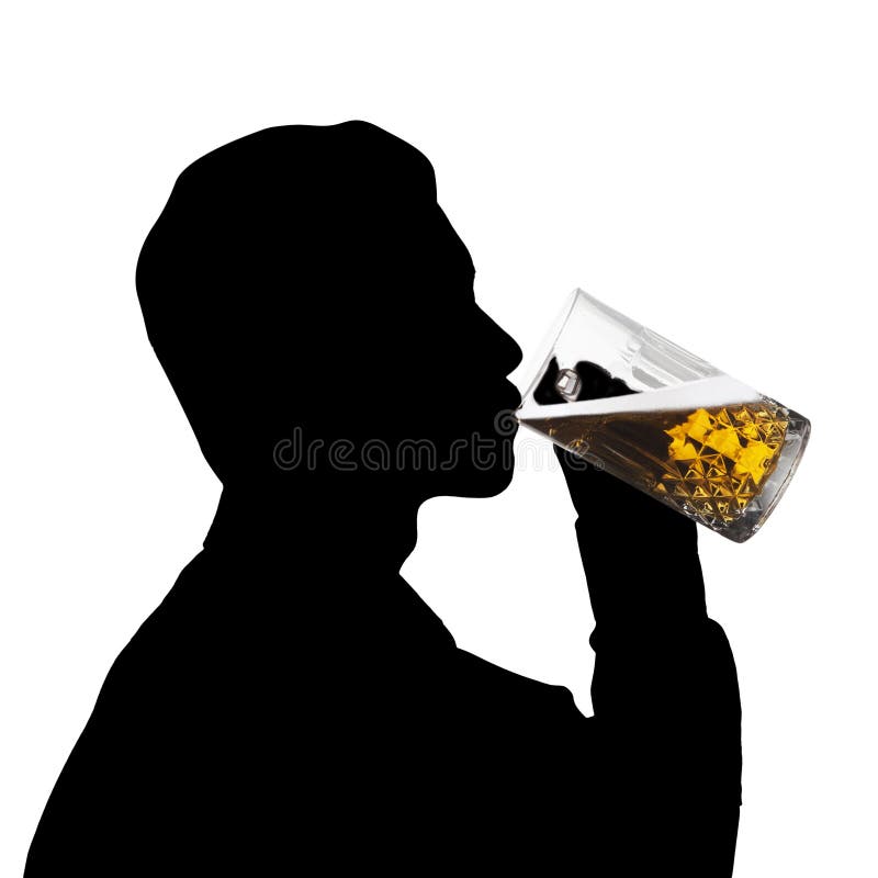 De silhouetmens drinkt bier royalty-vrije stock fotografie De silhouetmens drinkt bier royalty-vrije stock fotografie