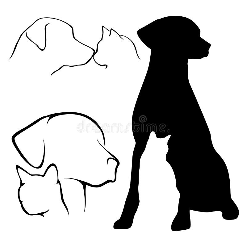 De Silhouetten van de hond en van de Kat stock illustratie De Silhouetten van de hond en van de Kat stock illustratie
