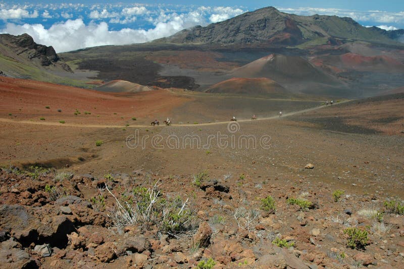 De Sleep van de Krater van Haleakala royalty-vrije stock foto's De Sleep van de Krater van Haleakala royalty-vrije stock foto's