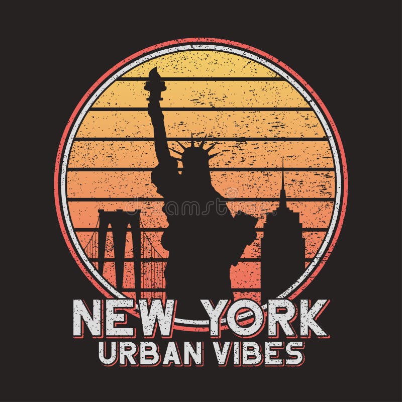 De slogantypografie van New York voor ontwerpt-shirt met stadsgebouwen Originele grungedruk van NYC voor T-stukoverhemd Vector vector illustratie De slogantypografie van New York voor ontwerpt-shirt met stadsgebouwen Originele grungedruk van NYC voor T-stukoverhemd Vector vector illustratie
