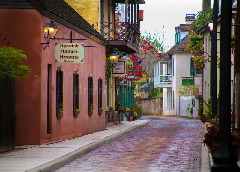 De Spaanse Militaire Straat St Augustine Florida van Hospitla Aviles stock foto De Spaanse Militaire Straat St Augustine Florida van Hospitla Aviles stock foto