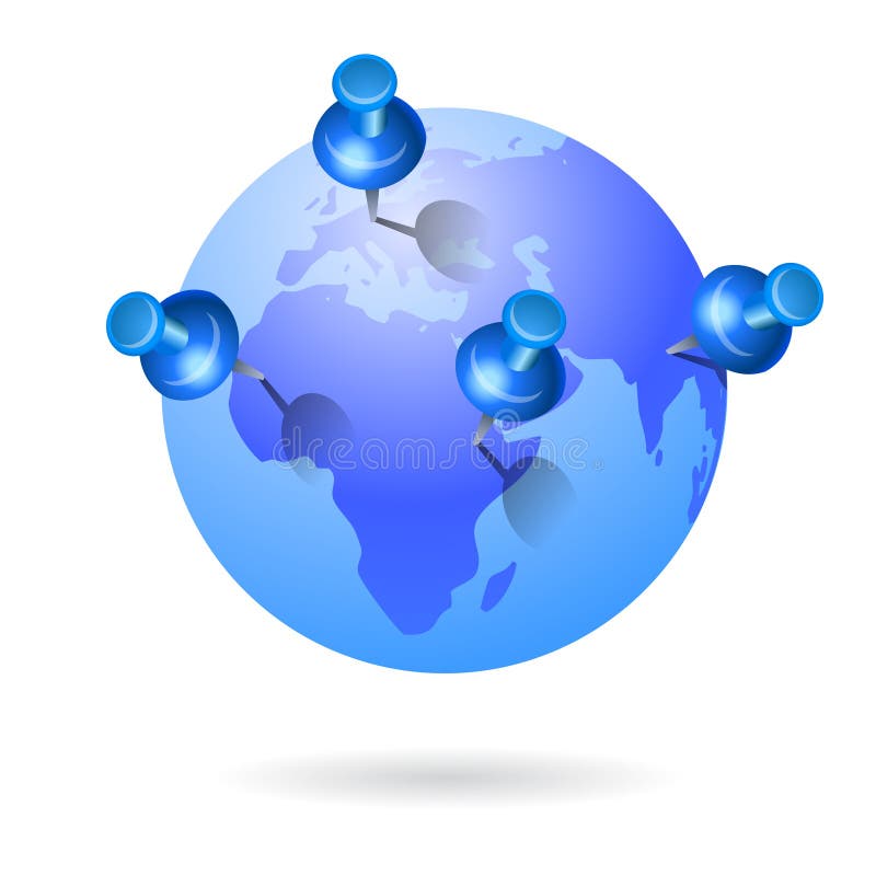 De spelden van de duw ter wereld reizen concept vector illustratie De spelden van de duw ter wereld reizen concept vector illustratie