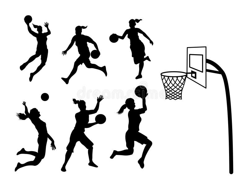 De spelersilhouet van het vrouwenbasketbal vector illustratie De spelersilhouet van het vrouwenbasketbal vector illustratie