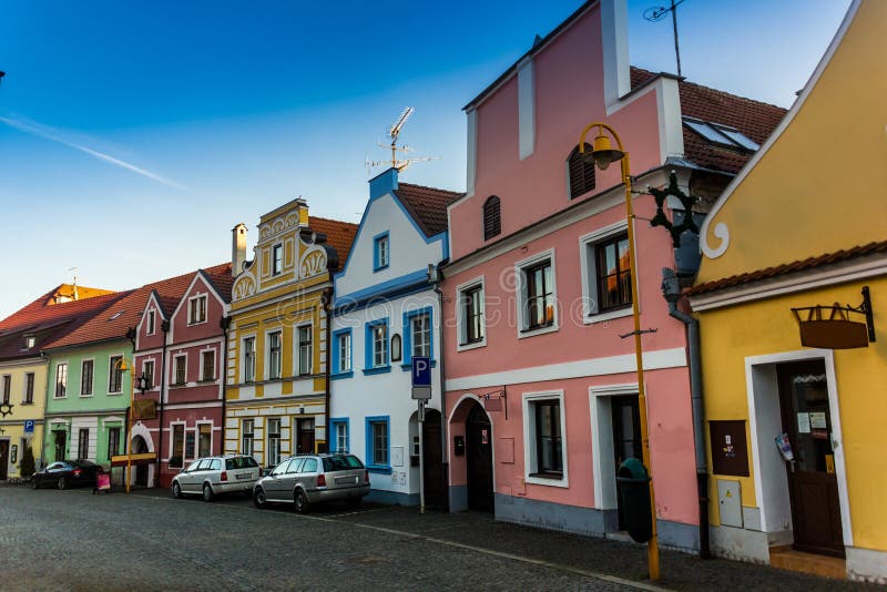 De stad in in Trebon, Tsjechische Republiek stock afbeeldingen De stad in in Trebon, Tsjechische Republiek stock afbeeldingen