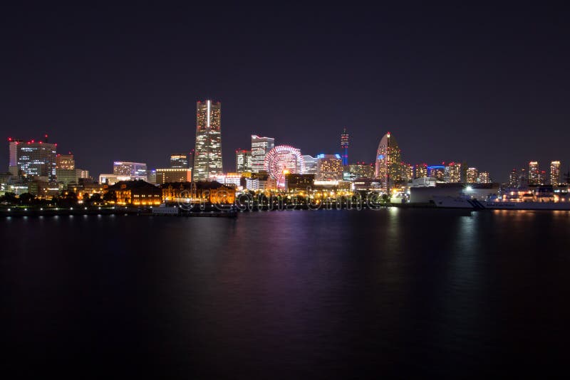 Yokohama 's nachts royalty-vrije stock afbeeldingen