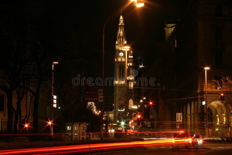 De Stad Wenen van de nacht stock fotografie De Stad Wenen van de nacht stock fotografie