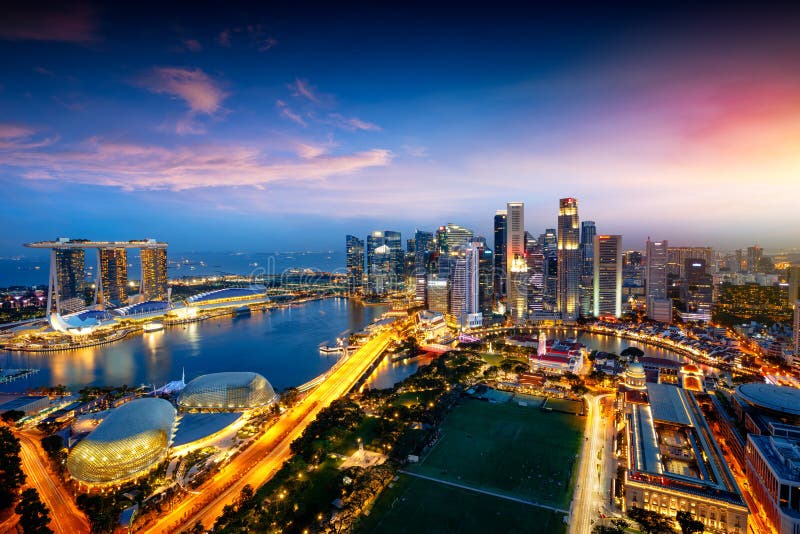 De stadshorizon van Singapore