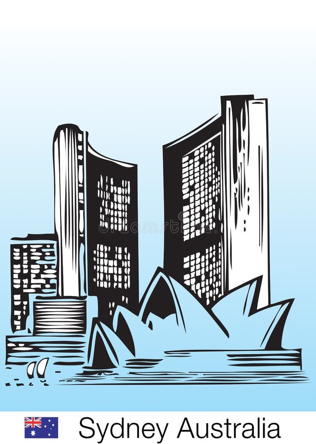 Skyline van de stad Sydney royalty-vrije illustratie