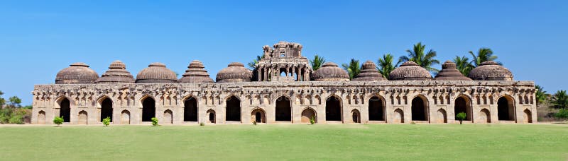 Olifantenstallen, Hampi stock afbeelding