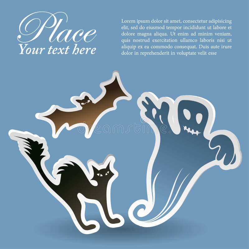 Halloween sticker with ghost, bat, element for design, vector illustration. Halloween sticker with ghost, bat, element for design, vector illustration