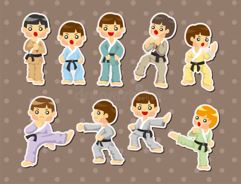 Cartoon Karate Player stickers,cartoon vector illustration. Cartoon Karate Player stickers,cartoon vector illustration
