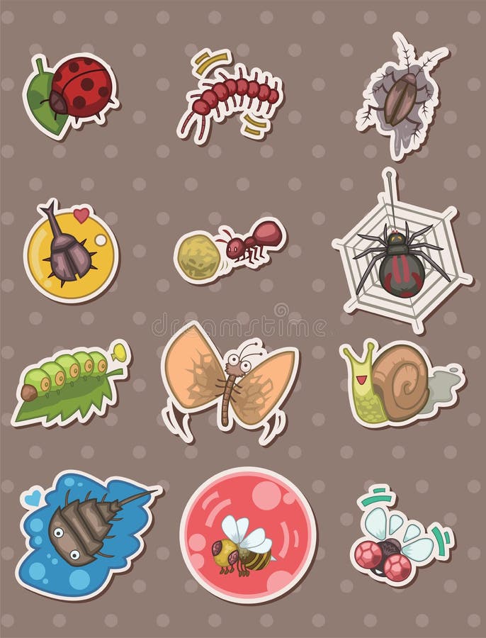 Insect stickers,cartoon vector illustration. Insect stickers,cartoon vector illustration