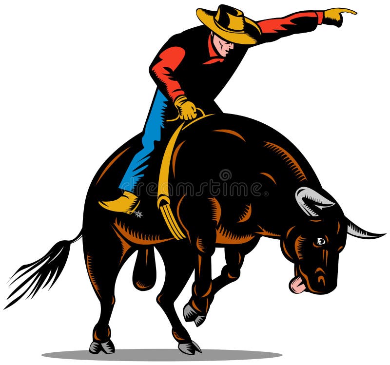 De stier van de cowboy het berijden vector illustratie De stier van de cowboy het berijden vector illustratie