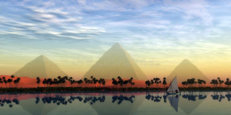 De stora pyramiderna och Nile River