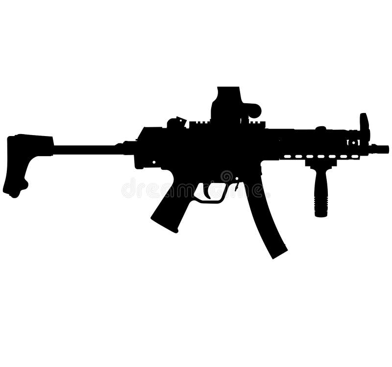 De stora specialstyrkornas armé knsk, många förenade staters väpnade styrkor hk mp5 hekler&koch helt automatiska undervattensvapen royaltyfri illustrationer