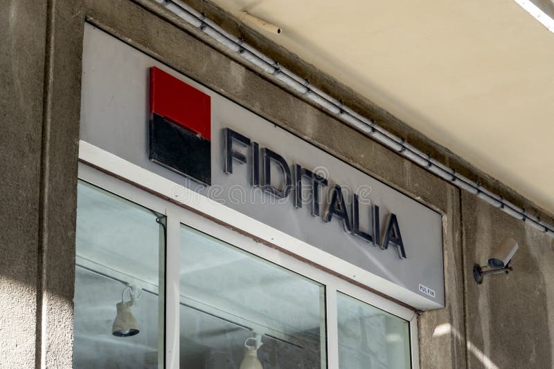 ENNA, SICILY - FEBRUARY 11, 2020: The storefront of the Fiditalia Bank which belongs to Societe Generale financial group. ENNA, SICILY - FEBRUARY 11, 2020: The storefront of the Fiditalia Bank which belongs to Societe Generale financial group