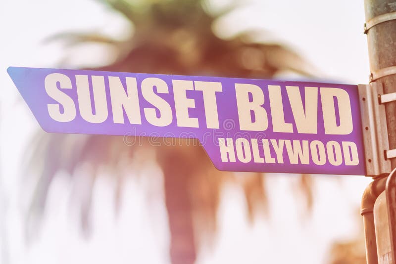 De Straatteken van zonsondergangblvd Hollywood