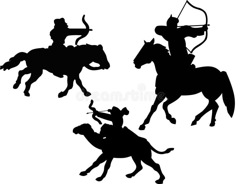 De strijders zwart silhouet van paardruiters vector illustratie De strijders zwart silhouet van paardruiters vector illustratie