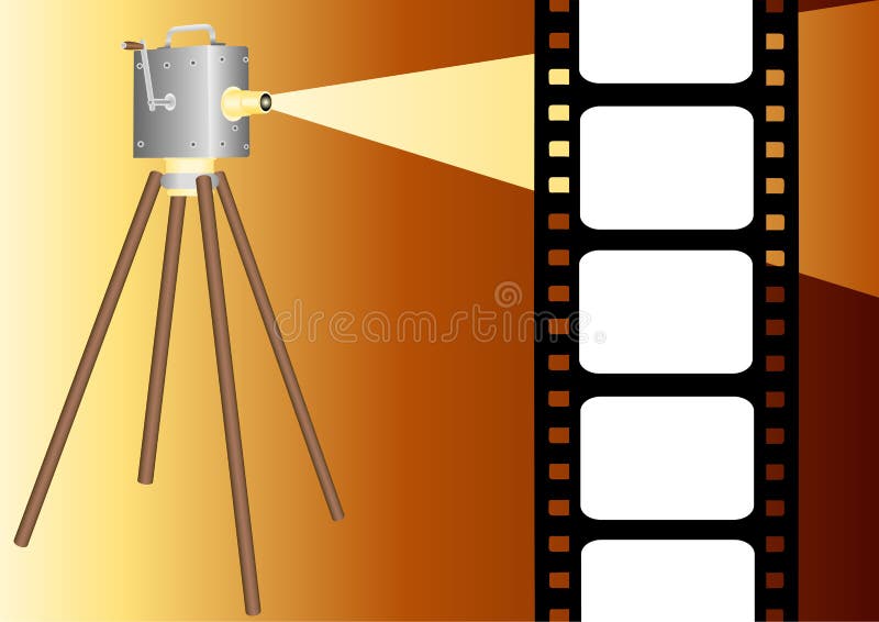 De strook van de film met projectorillustratie stock illustratie De strook van de film met projectorillustratie stock illustratie